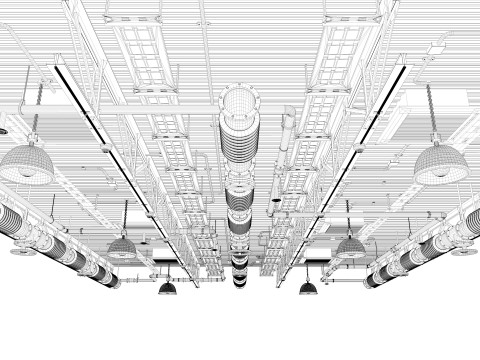 Ceiling Ventilation Pipes 4 3D Model