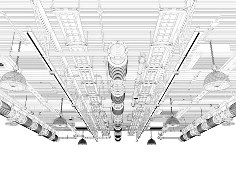 Tuyaux de ventilation au plafond 4 Modèle 3D