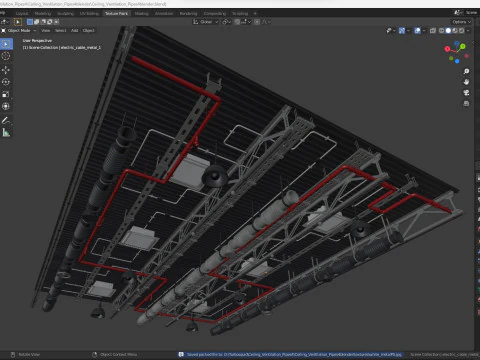 Tuyaux de ventilation au plafond 4 Modèle 3D