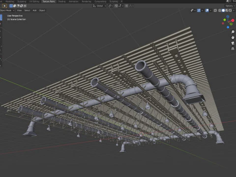 Ceiling Ventilation Pipes 6 3D Model