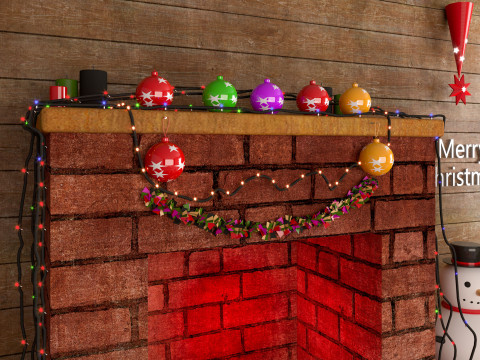 Christmas Fireplace 3D Model
