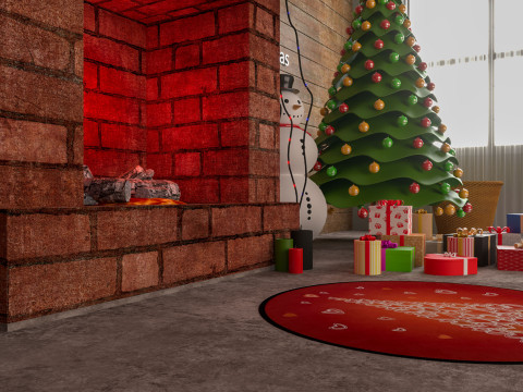 Christmas Fireplace 3D Model