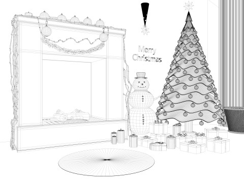 Christmas Fireplace 3D Model