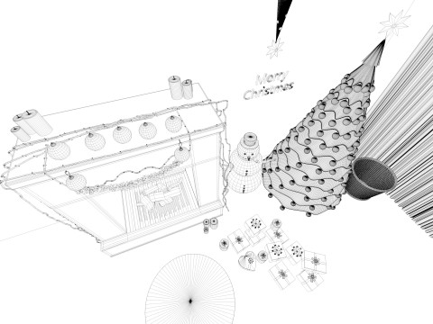 Christmas Fireplace 3D Model
