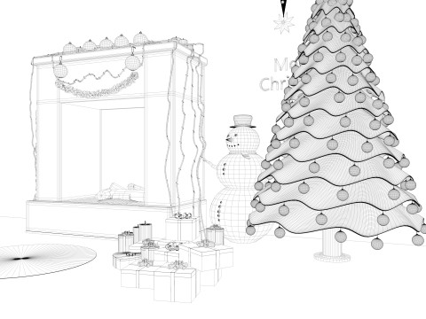 Christmas Fireplace 3D Model