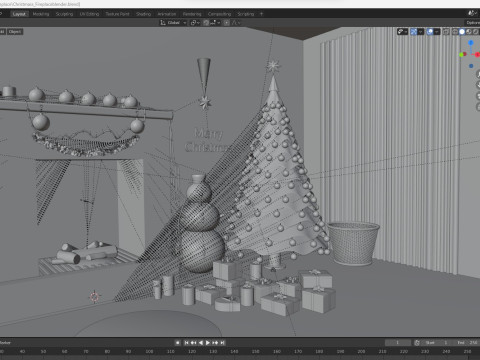Christmas Fireplace 3D Model