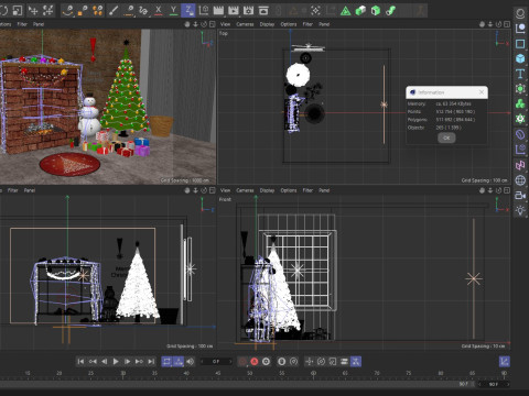 Christmas Fireplace 3D Model