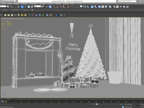 Christmas Fireplace 3D Model