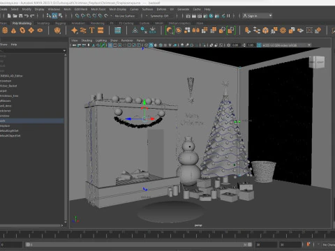 Christmas Fireplace 3D Model
