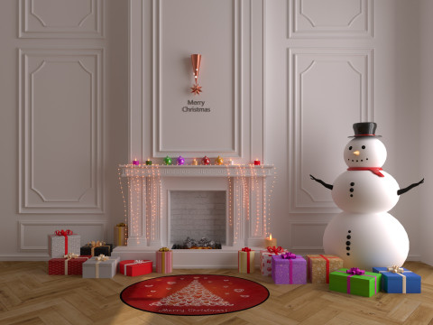 Christmas Fireplace 2 3D Model