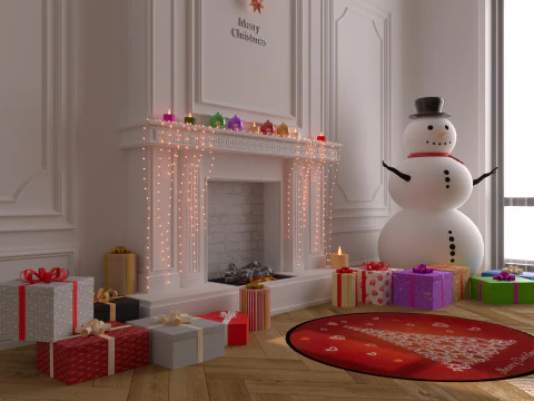 Christmas Fireplace 2 3D Model