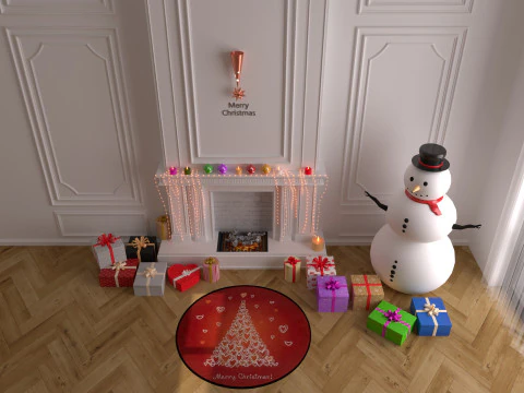 Christmas Fireplace 2 3D Model