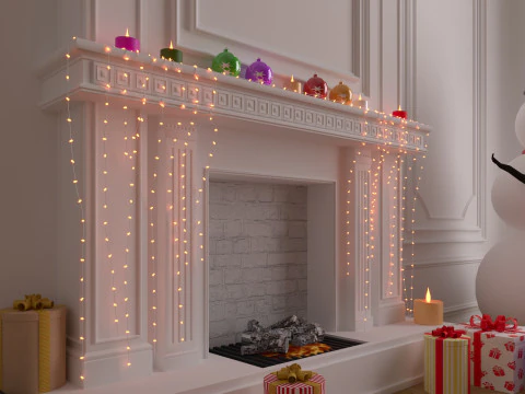 Christmas Fireplace 2 3D Model