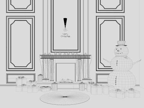 Christmas Fireplace 2 3D Model