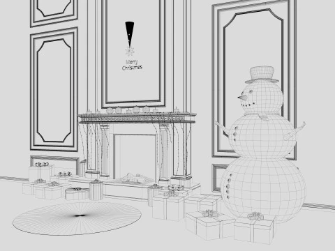 Christmas Fireplace 2 3D Model