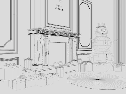Christmas Fireplace 2 3D Model