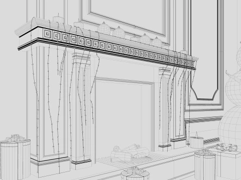 Christmas Fireplace 2 3D Model