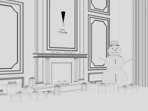Christmas Fireplace 2 3D Model