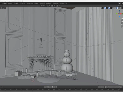 Christmas Fireplace 2 3D Model