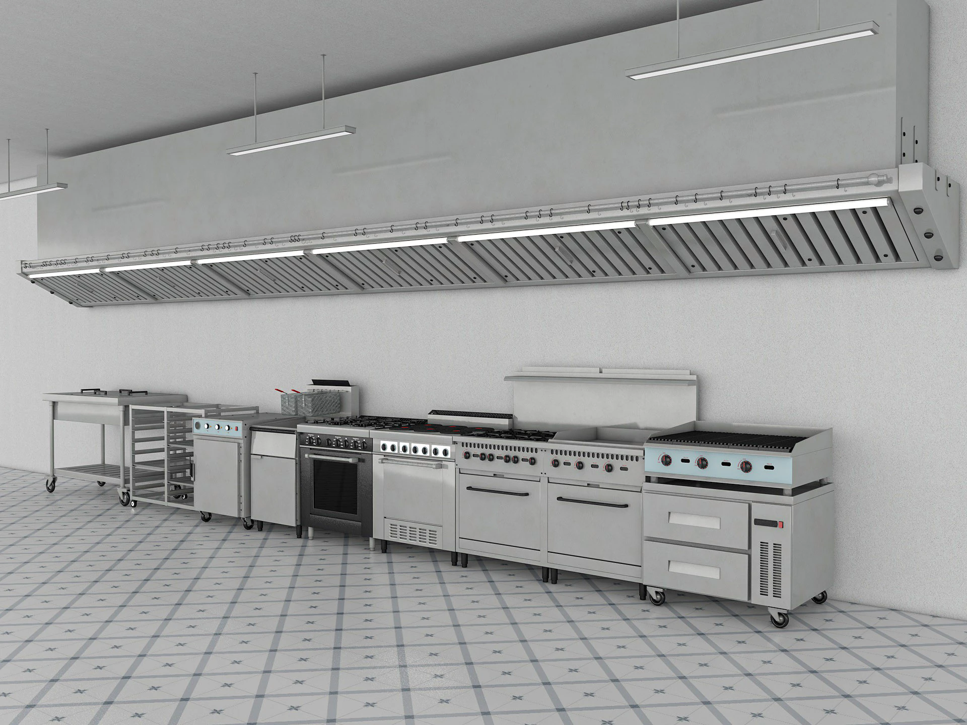 Commercial Kitchen 3D Model .c4d .max .obj .3ds .fbx .stl .blend 