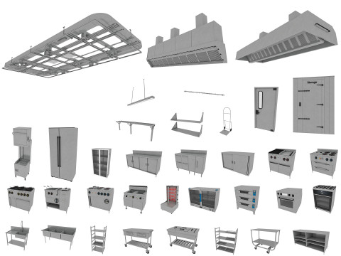 Commercial Kitchen Equipments 3D Model