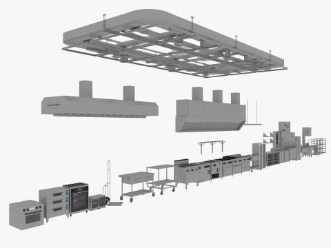 Commercial Kitchen Equipments 3D Model