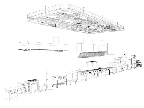 Commercial Kitchen Equipments 3D Model