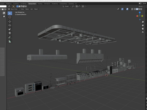 Commercial Kitchen Equipments 3D Model