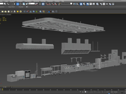 Commercial Kitchen Equipments 3D Model