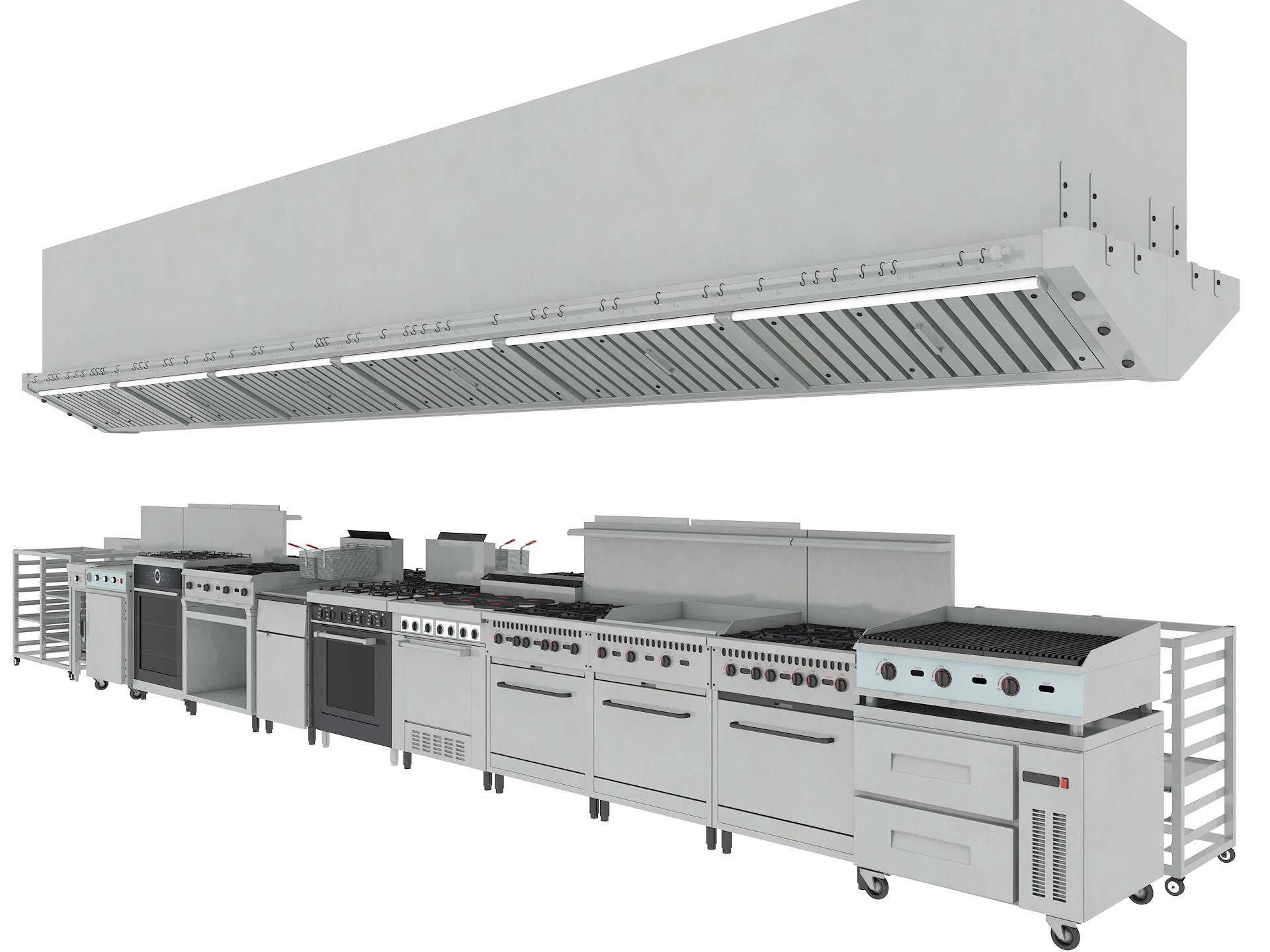 Commercial Kitchen Set 3D Model .c4d .max .obj .3ds .fbx .stl .blend 