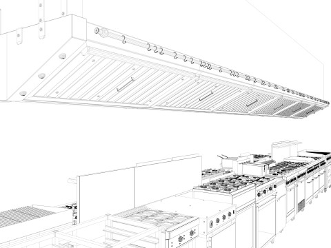 Commercial Kitchen Set Modelo 3D