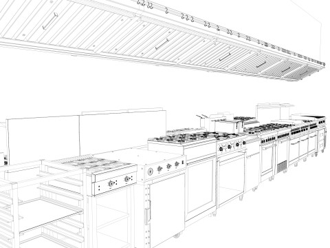 Commercial Kitchen Set Modelo 3D