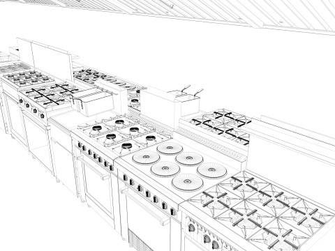 Commercial Kitchen Set Modelo 3D