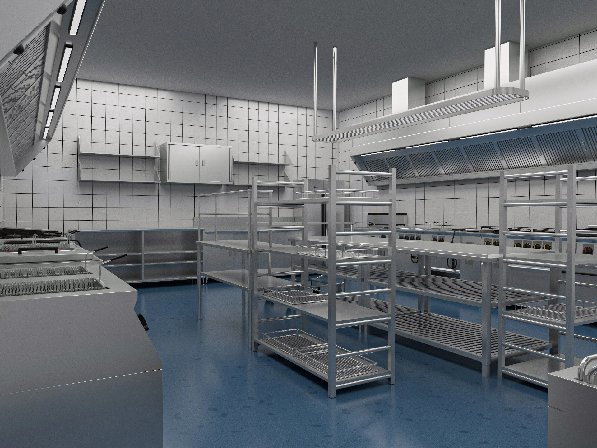Commercial Kitchen 4 3D Model .c4d .max .obj .3ds .fbx .stl .blend 