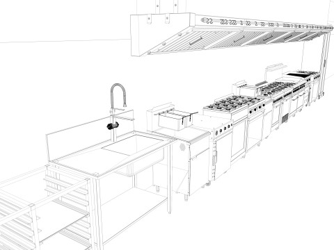 Commercial Kitchen 5 3D-Modell