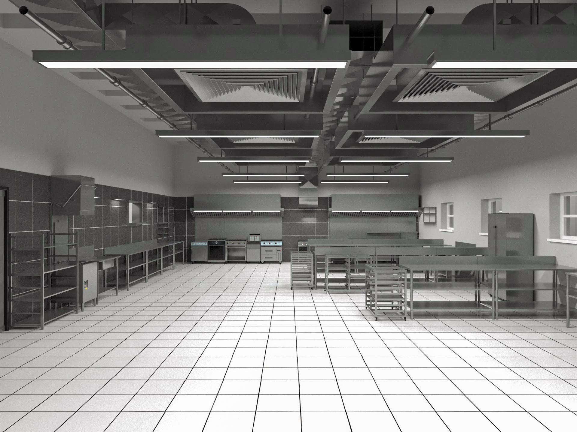 Commercial Kitchen 8 interior model 3D Model .c4d .max .obj .3ds .fbx .stl .blend 