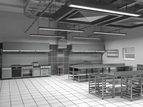 Commercial Kitchen 8 interior model 3D Model