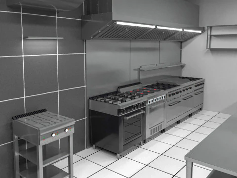 Commercial Kitchen 8 interior model 3D Model