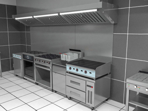 Commercial Kitchen 8 interior model Modèle 3D