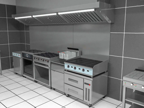 Commercial Kitchen 8 interior model 3D Model