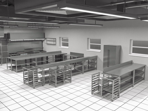 Commercial Kitchen 8 interior model Modèle 3D