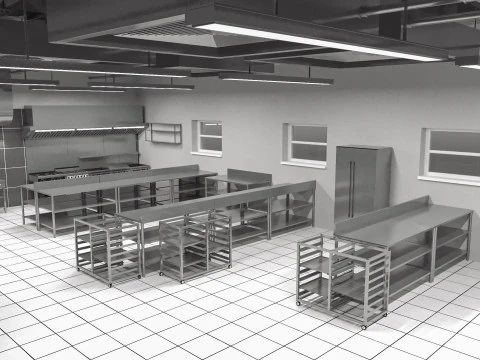 Commercial Kitchen 8 interior model 3D Model