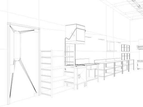 Commercial Kitchen 8 interior model 3D Model