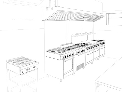 Commercial Kitchen 8 interior model Modèle 3D