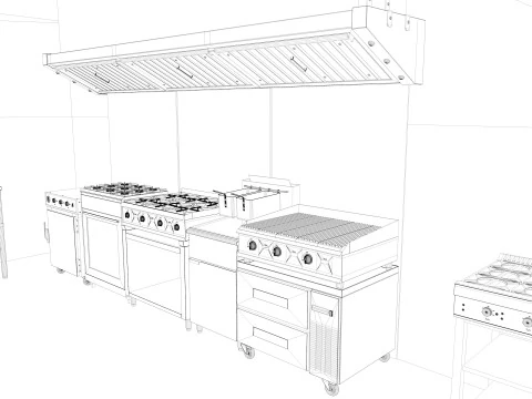 Commercial Kitchen 8 interior model 3D Model