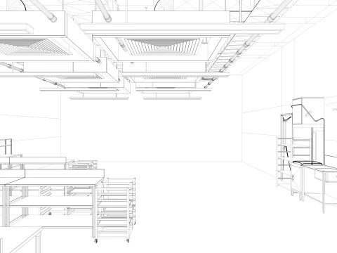 Commercial Kitchen 8 interior model 3D Model