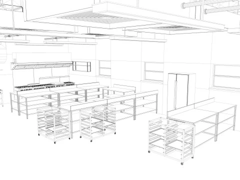 Commercial Kitchen 8 interior model 3D Model