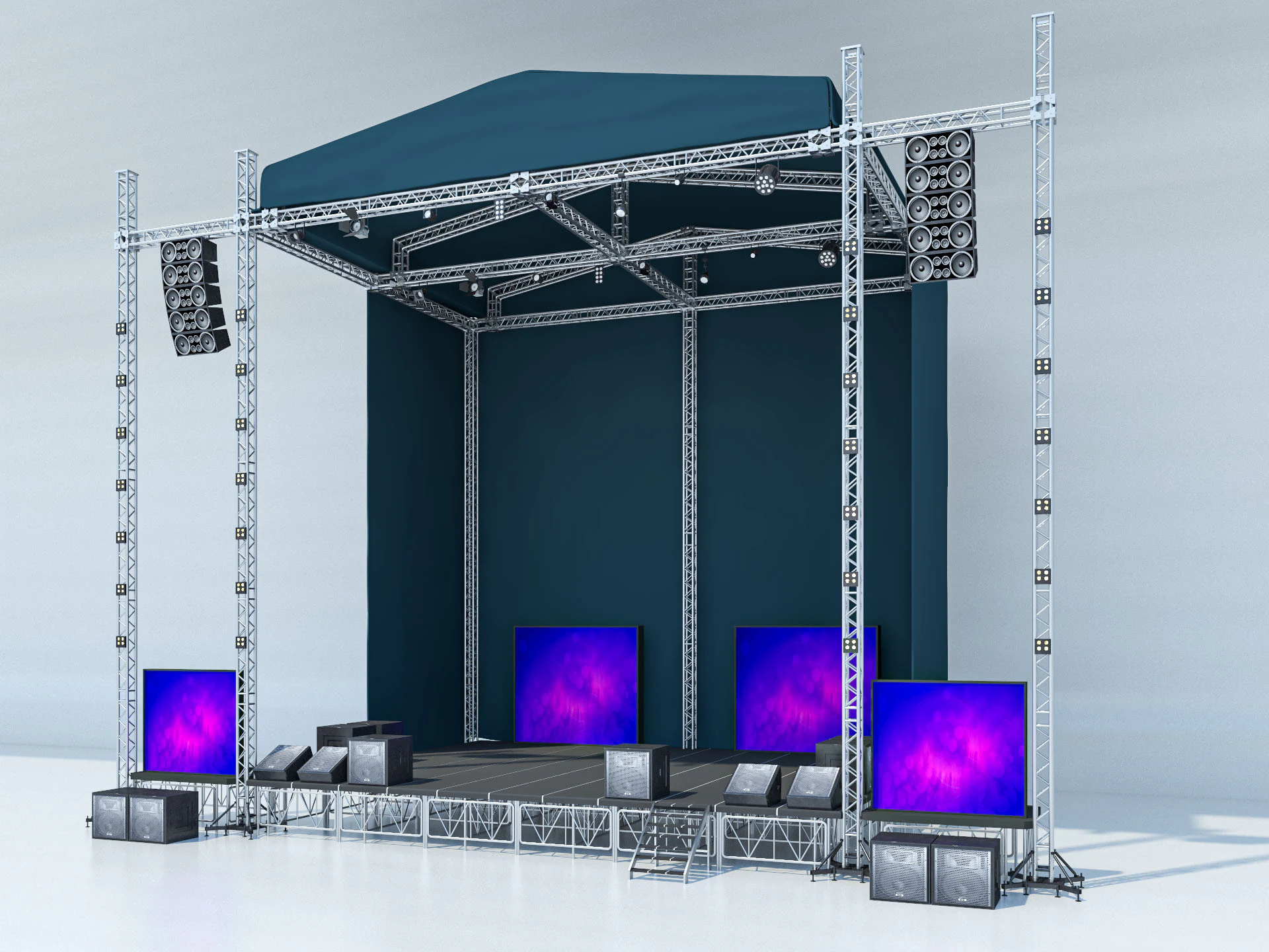 Concert Stage 2 3D Model .c4d .max .obj .3ds .fbx .stl .blend 