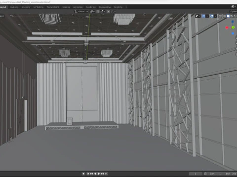 Congress Hall Meeting Room 3D Model