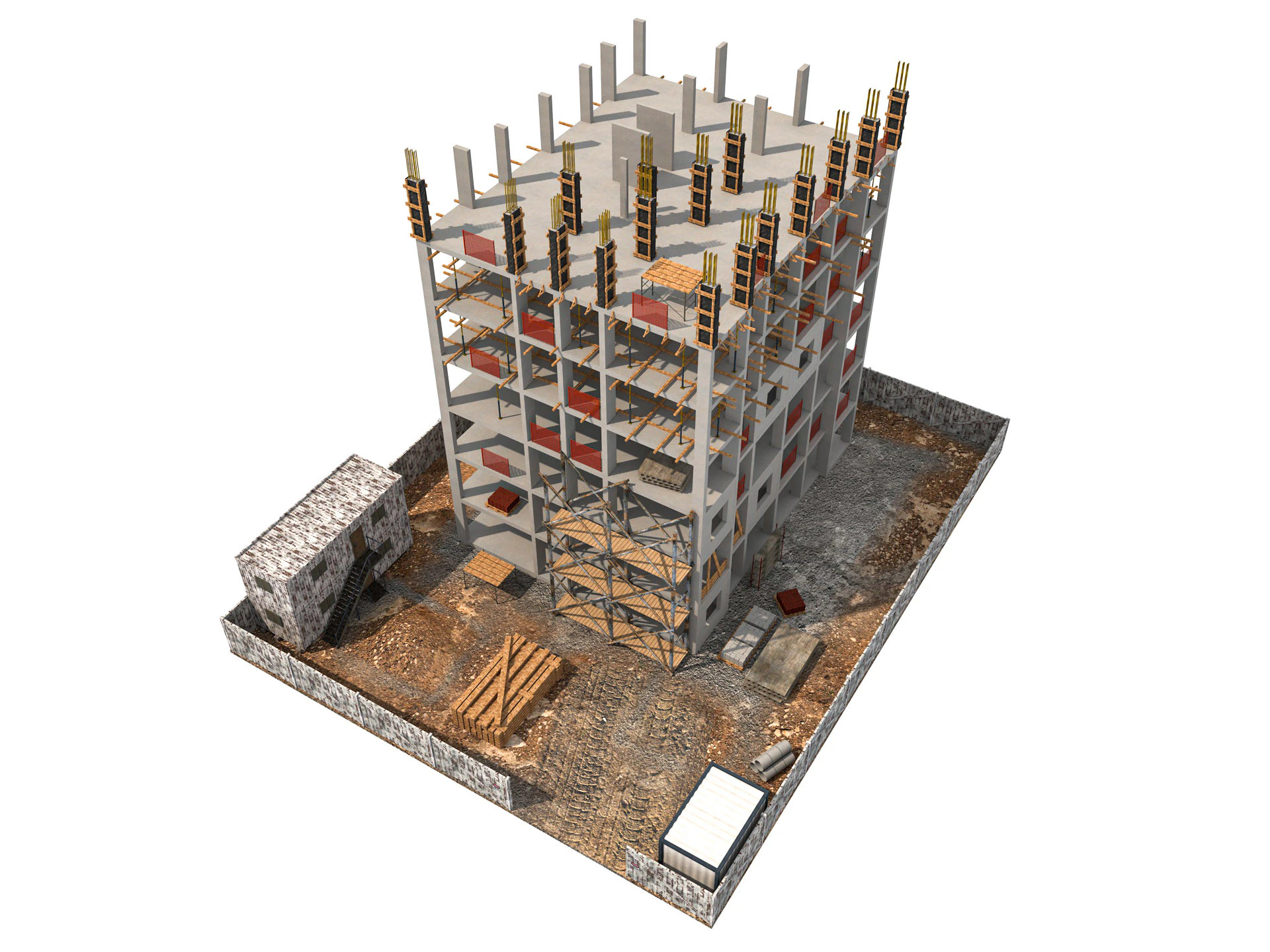 Construction Scene 3D Model .c4d .max .obj .3ds .fbx .stl .blend 
